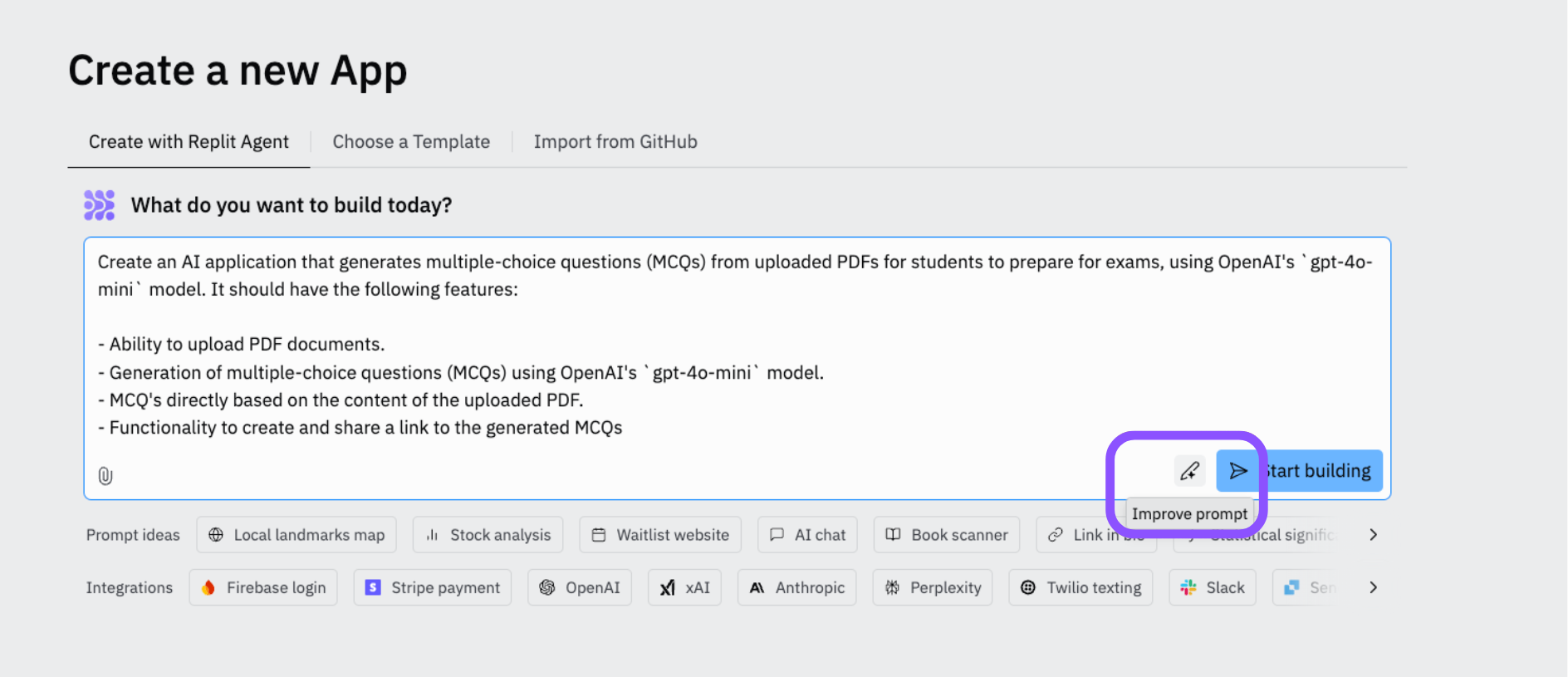 Replit Agent Improve Prompt